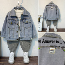 2022 new spring clothes boy clothing boy denim jacket children blouses childrens blouses Han version baby foreign air jacket spring and autumn
