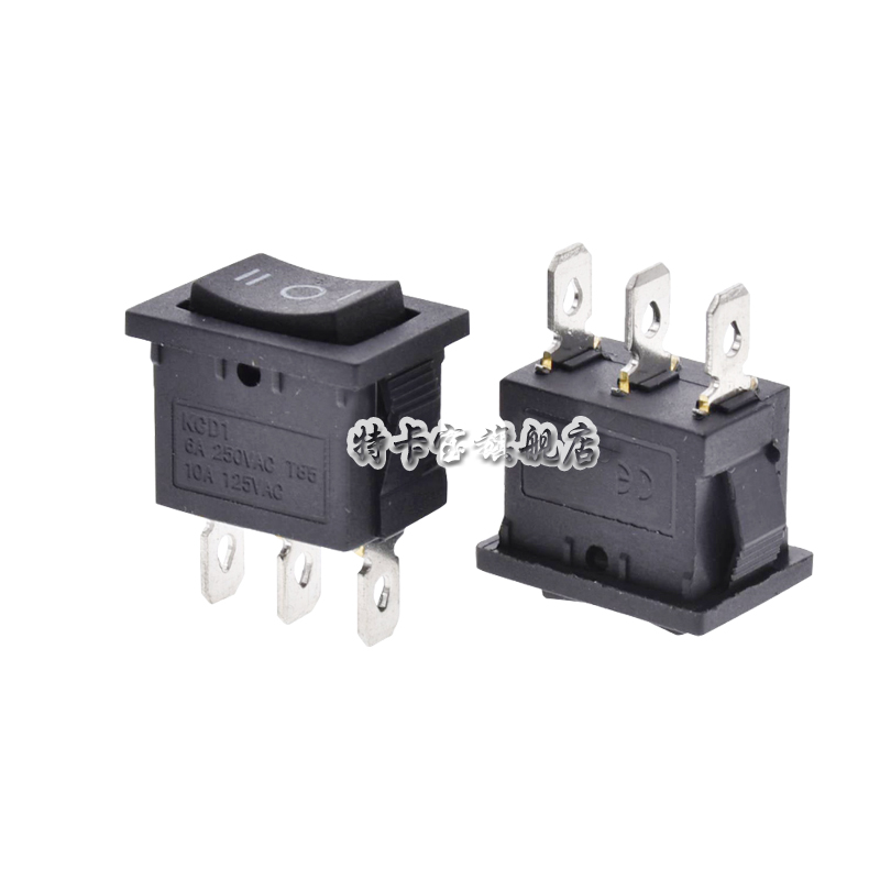 Đen KCD1 tàu công tắc 3 chân ba thiết bị 15 x 21mm đen 10A 125V 6A 250V