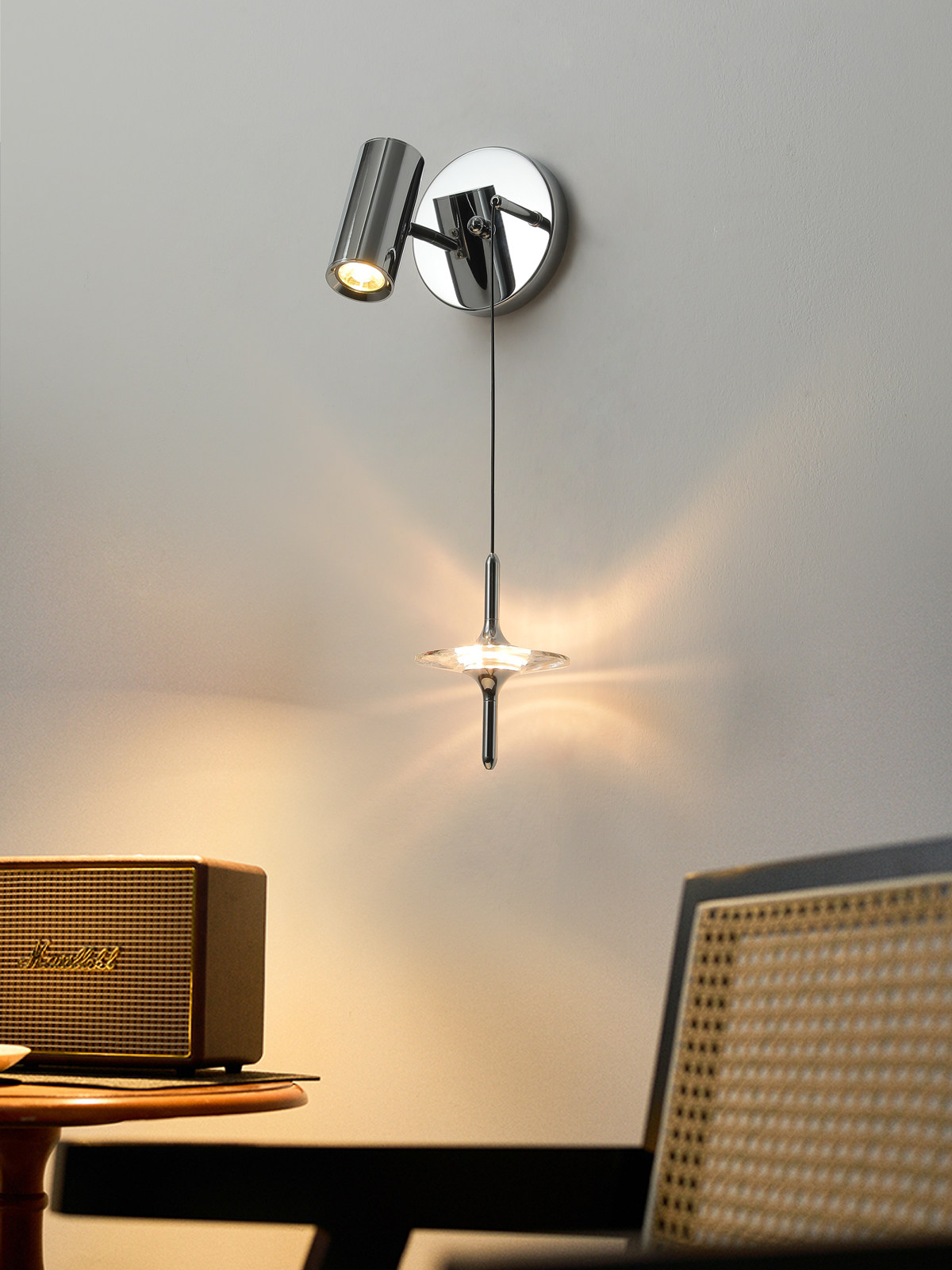 Italian Minimalist Bedside Surface-Mounted Spotlight Decoration Silver Modern Minimalist Bauhaus Industrial Style Metal Star Wall Lamp