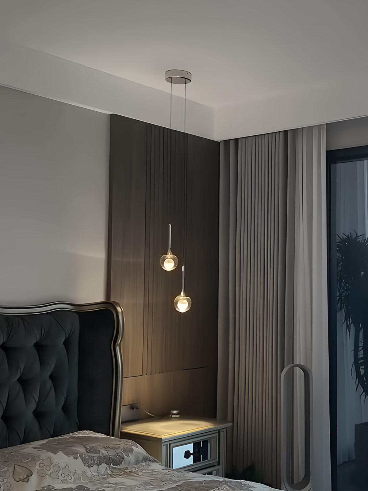 Small Moon Lamp Bedside Pendant Light Nordic Bedroom Bedside Lamp Atmosphere French Italian Style Room Cabinet Pendant Line Creative Lamp