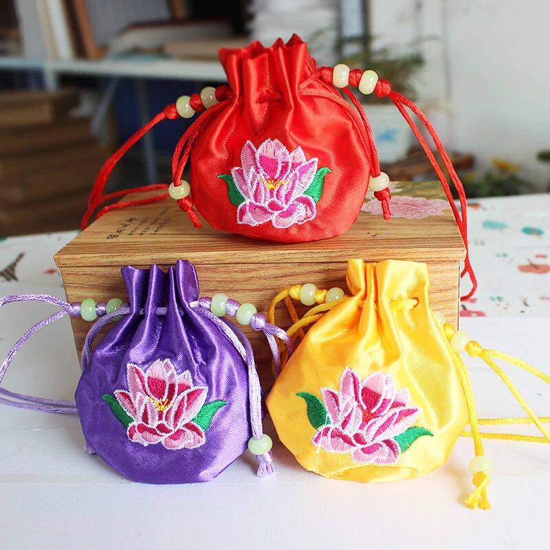 Fetal Hair Collection Sachet Pocketbook Pocketbook Lotus Embroidered Bag Small Children Long Rope Hanging Neck and Fragrant Bag Boutique