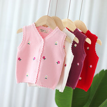 Baby vest spring and autumn Korean version 6 months baby knitted vest 0-1 year old princess newborn girl sweater foreign style