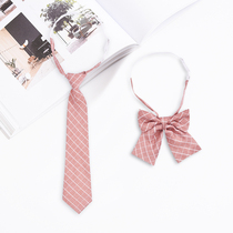 Pink Tie Teenage Girl Cute Jk Uniform Plaid Butterfly Knots Floral Sailors Bow Tie Student Day Ensemble Accessories