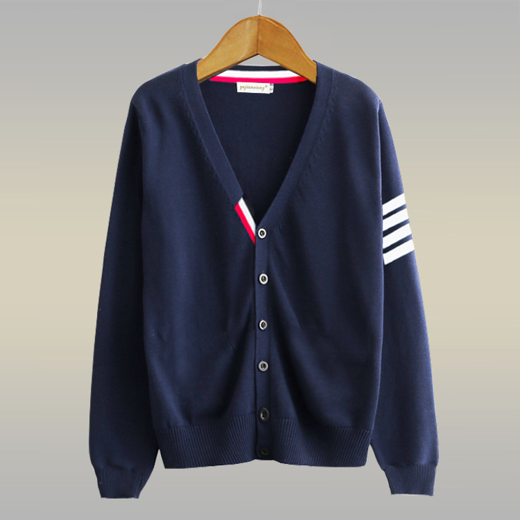 Thick V-Neck Knitted Cardigan, Unisex Couple Style, Long-Sleeved Sweater Jacket, Outerwear Sweater, Trendy for Teenagers