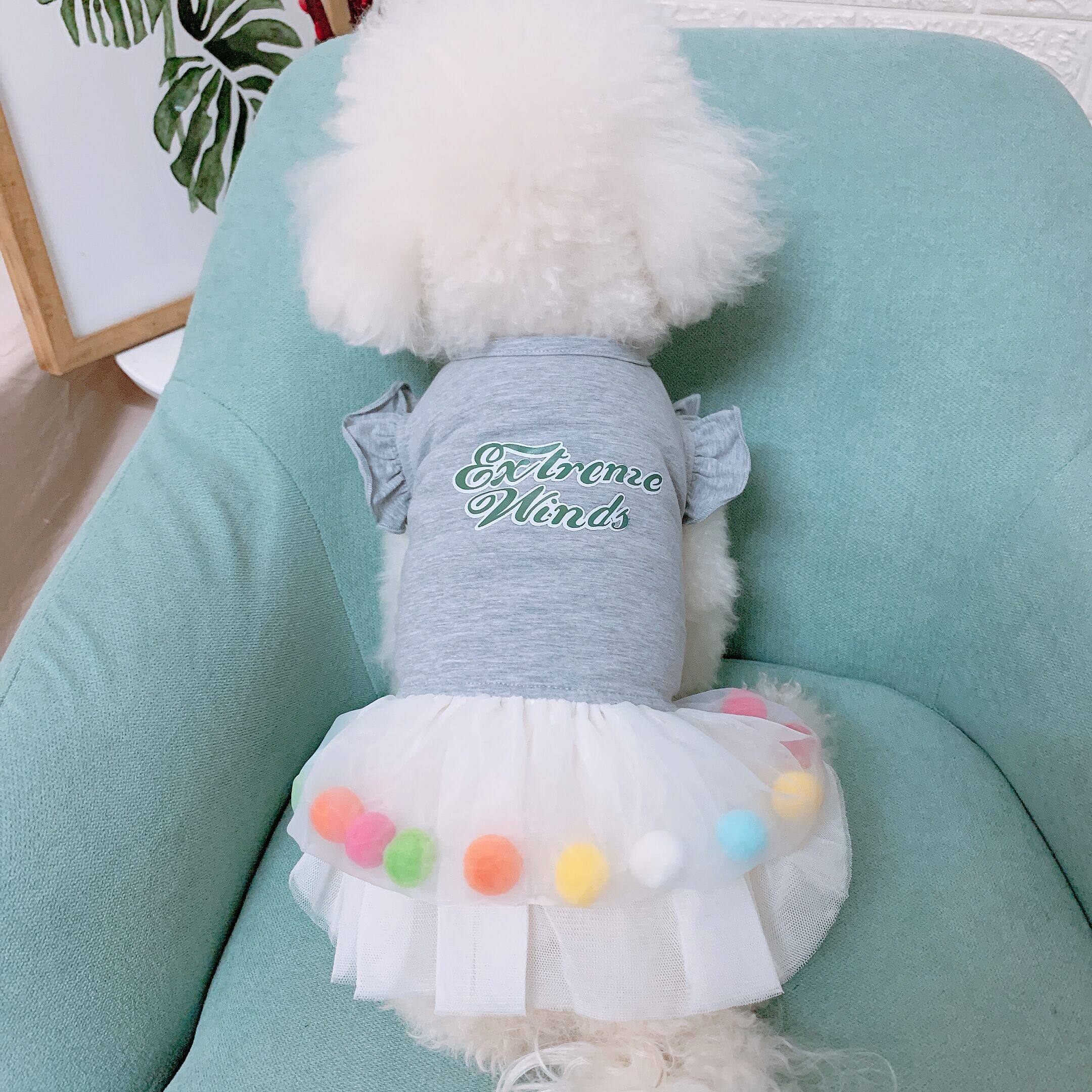 Mijia Pet Clothes Colorful Ball Print Princess Dress Teddy Bixiong Pomeranian Cat Dog Clothes Summer Dress Thin