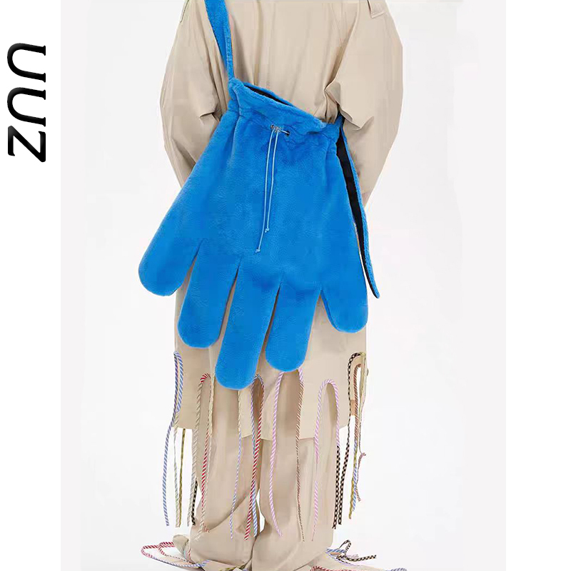 Blue Glove Bag for Women 2025 New Plush Bag Palm-Sized Workwear Style Quirky Large-Capacity Shoulder Crossbody Bag