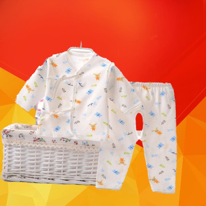 Cotton bộ bé quần áo trẻ em bé đồ lót 0-3-6 tháng trẻ sơ sinh hai mảnh mùa xuân bộ mùa hè mỏng và mùa thu.