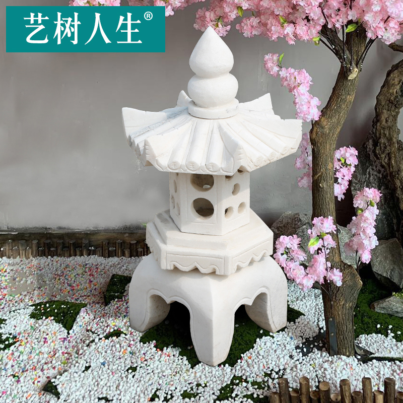 Stone carving stone lantern Han Baiyu Chinese lawn lamp garden park marble lamp garden lighting ornament stone lantern