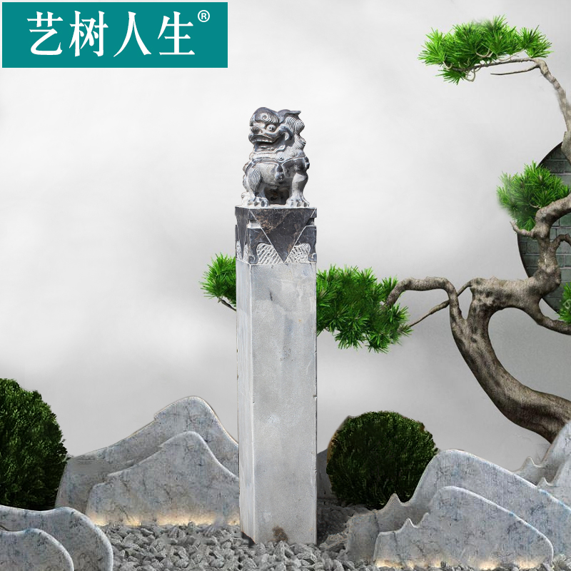 Chinese antique horse pile stone carving marble hotel tea house clubhouse stone lion pixiu horse pile can be customized