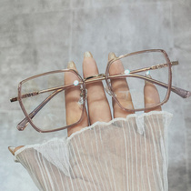 Transparent frame retro Net red ins small red book plain face polygon glasses female astigmatism has a degree round face thin tide