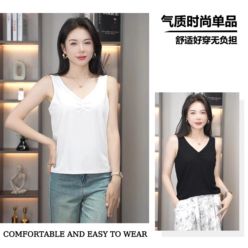 Summer New Style Ribbed Women's Tank Top with Starry Sequins, V-Neck, Stylish, Versatile, Loose and Sleeveless ins Summer New Style Ribbed Women's Tank Top with Starry Sequins, V-Neck, Stylish, Versatile, Loose and Sleeveless ins