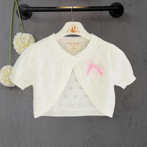 Girl Shawl Princess Veil Skirt Short Sleeve Small Kan Shoulder Child Knit Cardiovert Jacket Sunscreen for a 3-12-year-old