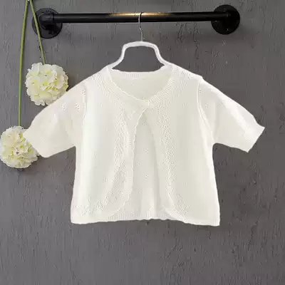 Girls ' small shawl jacket thin short-sleeved air-conditioning shirt Summer knitted princess outer cardigan Children's short waistcoat
