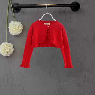 Girls princess skirt Short shawl sweater Outer long-sleeved small waistcoat Children's wild knitted cardigan jacket thin section