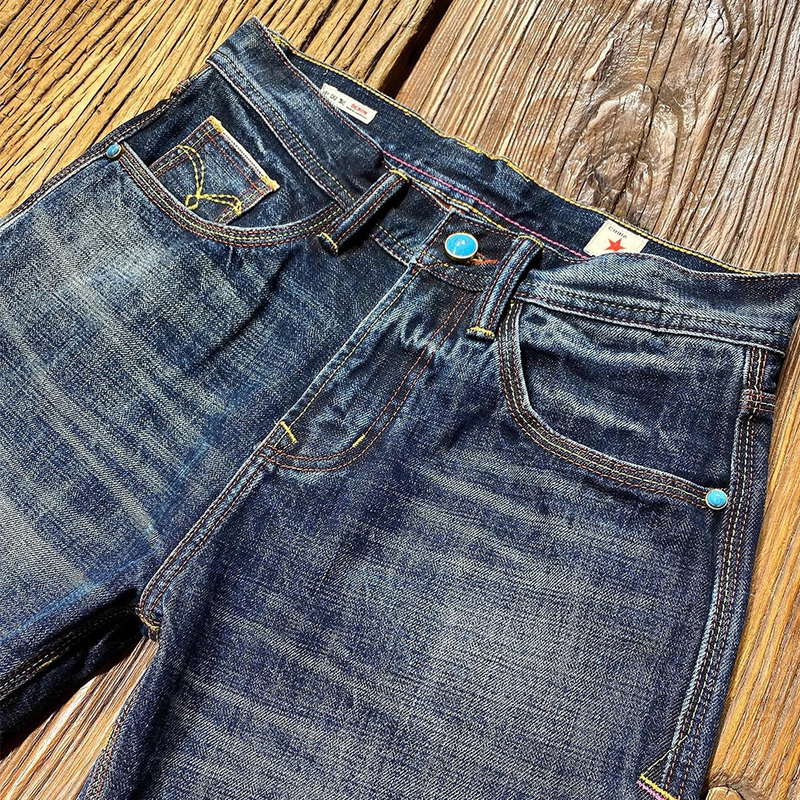 059 Men's Selvedge Denim Jeans 16 oz High-End Turquoise Autumn and Winter Thick Style 501 Loose Straight-Leg Pants