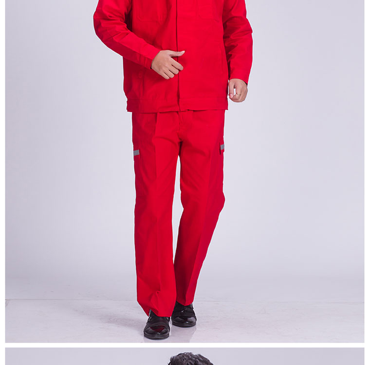 Lingbi đỏ bông dài tay phù hợp với nam hàn máy sửa chữa trang trí kỹ thuật quần áo cotton bảo vệ quần áo phù hợp set đồ nam đẹp