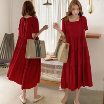 Maternity dress Spring and summer dress top fat plus size maternity dress Summer small black dress V-neck short sleeve summer dress