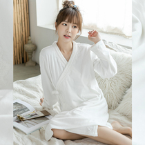 New Japanese style sleepless sleepwear gowns style pyjamas woman winter cute mid-length white coral suede princess wind