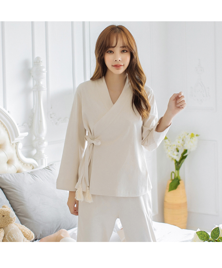 Bộ đồ ngủ Hanfu Trung Quốc Phụ nữ mùa thu dài tay Cotton gợi cảm Retro Tòa án gió Trang phục cổ áo Trang chủ Nội thất Suit đồ bộ mặc nhà cao cấp hàn quốc