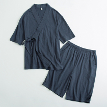 Japanese pajamas Womens summer thin cotton kimono couples short-sleeved wind Japanese mens summer home wear set