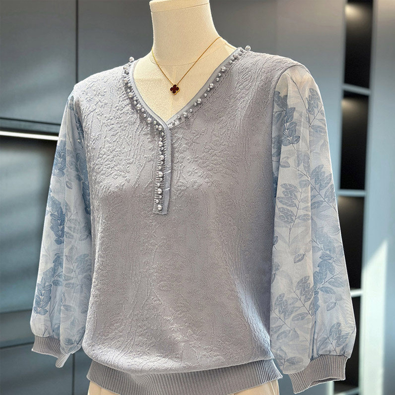 Mother's Spring and Autumn Clothing 2026 New Knitted Top Fashionable Long-Sleeved T-Shirt for 50-Year-Old Middle-Aged Women Summer Base Shirt Mother's Spring and Autumn Clothing 2026 New Knitted Top Fashionable Long-Sleeved T-Shirt for 50-Year-Old Middle-Aged Women Summer Base Shirt