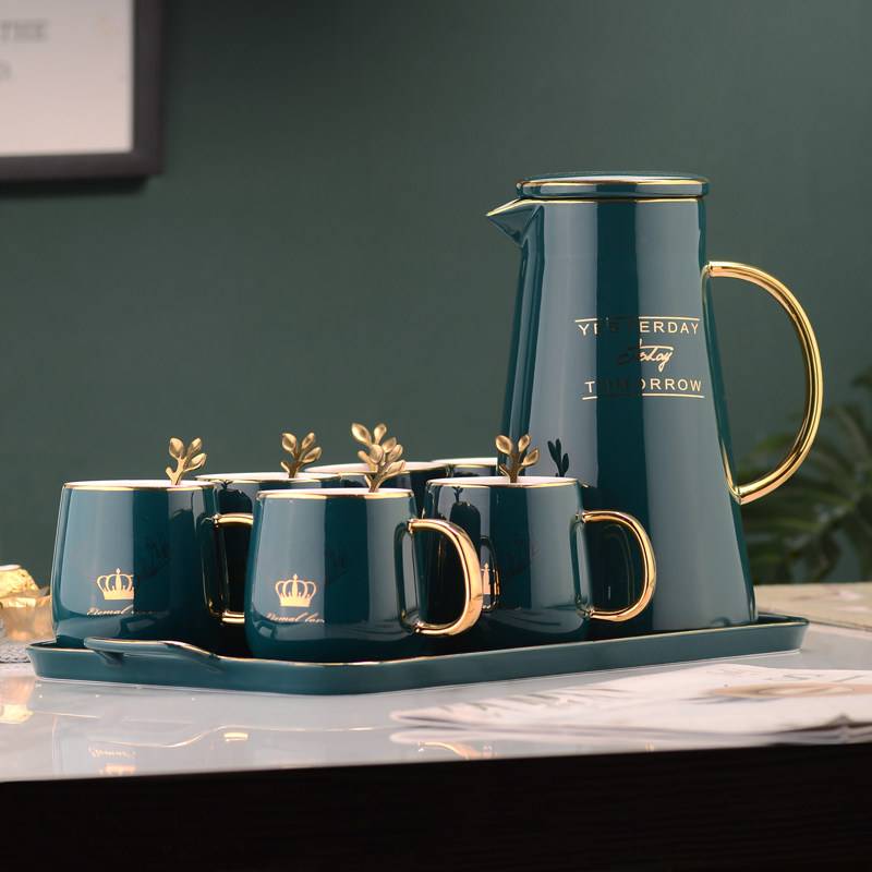 Light luxury water cup set tea cup home light luxury style family real shot Nordic drinking water cover cup set home living room