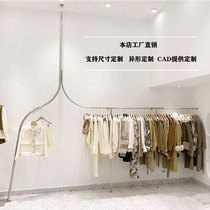 Clothing store hangers special clothes rack display stand Korean stainless steel brushed silver wall hanging display stand