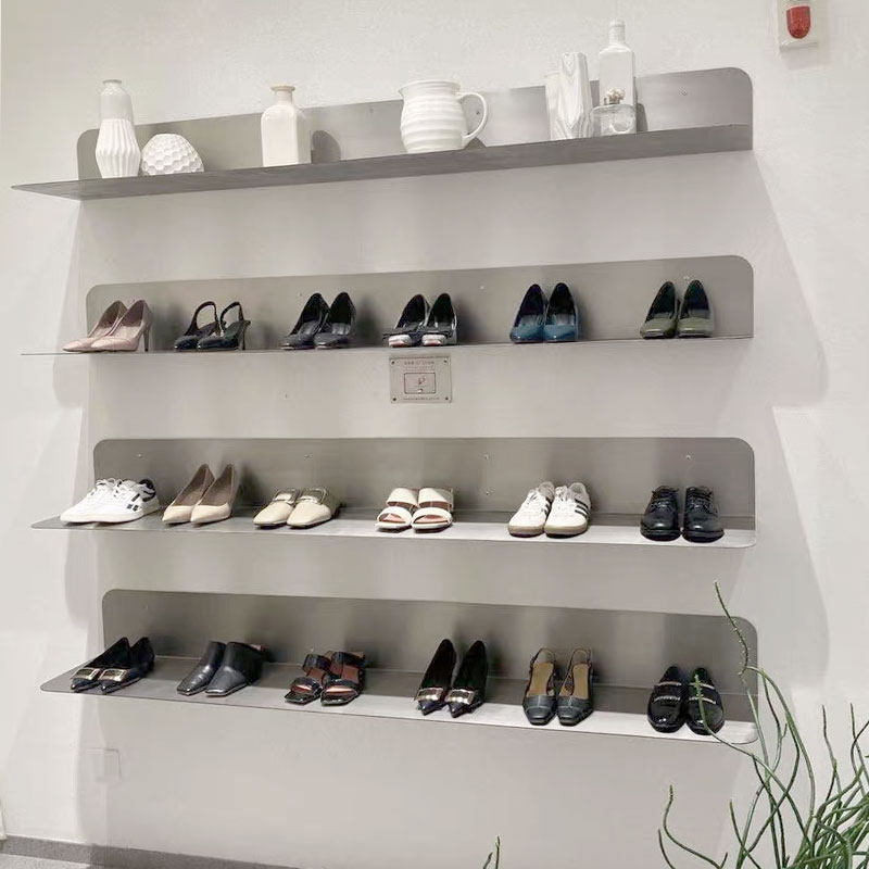 Clothing Store Women's Clothing Store Shoes Bag Display Show Shelf Adornment Racks Hat Upper Wall Stainless Steel Shelving Shelves