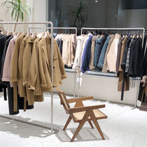 Clothing store display rack Display shelf Floor-standing stainless steel brushed silver womens store simple Nakajima hanger