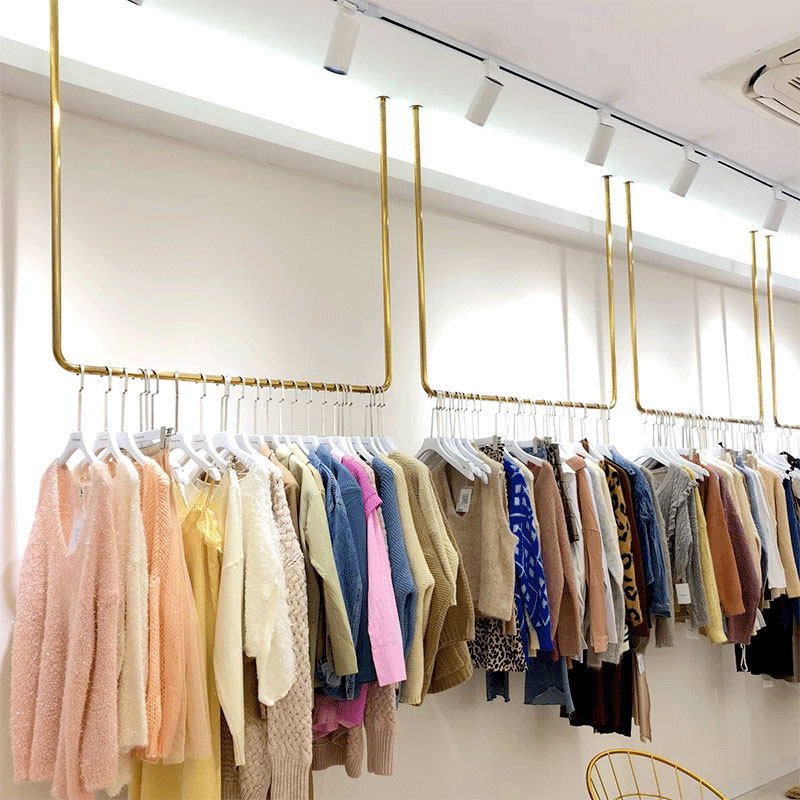 U-shaped hanger gold stainless steel clothing store ceiling hanging clothes hanging hanging hanging rod hanging rod
