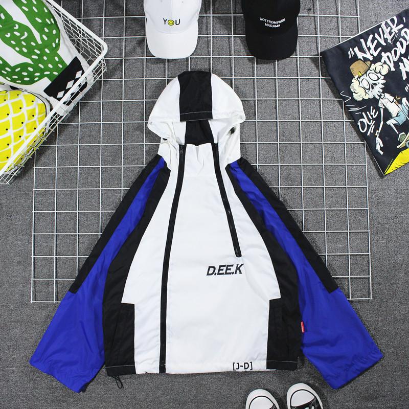 Ins super cháy trench coat nam giới và phụ nữ sinh viên hiphop kem chống nắng áo khoác màu phù hợp với hip hop tide thương hiệu áo khoác mỏng áo gió phản quang