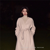 Walkindark] The autumn winter gentle colour beige minimalist without a collar coat what about the big coat of clothes