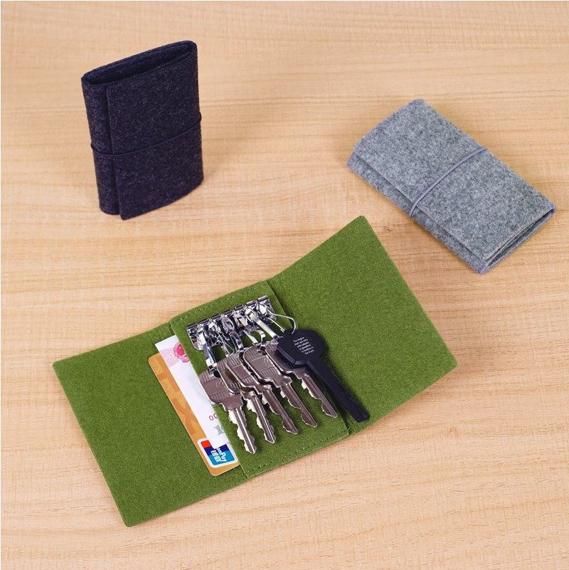 Key bag women Korean cute felt ladies men's large-capacity multi-functional storage bag home car key bag