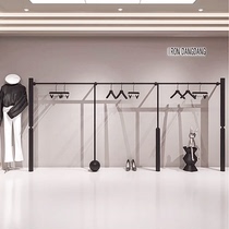 Clothes display rack clothing store wrought iron black special wall shelf clothes hanger womens clothing store wall-mounted display rack