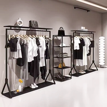 Womens clothing store display rack floor-standing clothes rack clothing store dedicated simple iron black shelf clothes display rack