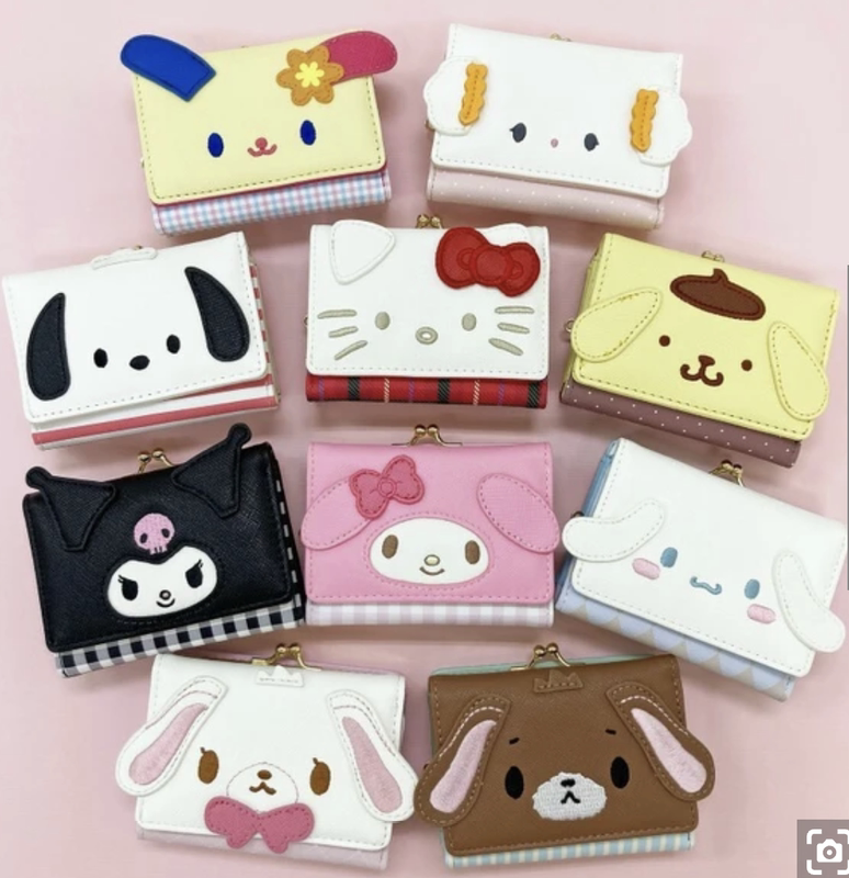 Free Shipping Japanese Genuine Sanrio Short Coin Purse 70% off Kitty My Melody Flower Bunny Wheat Cloud
