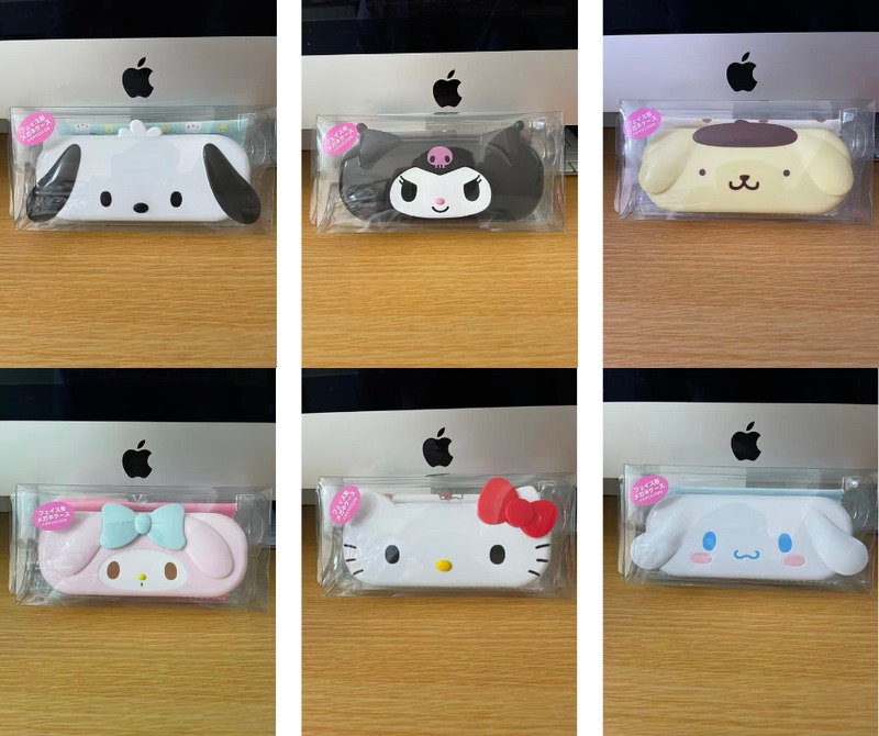 Free Shipping Japanese Genuine Sanrio Face-Shaped Glasses Case Kitty Melody Cinnamoroll Kuromi Pochacco