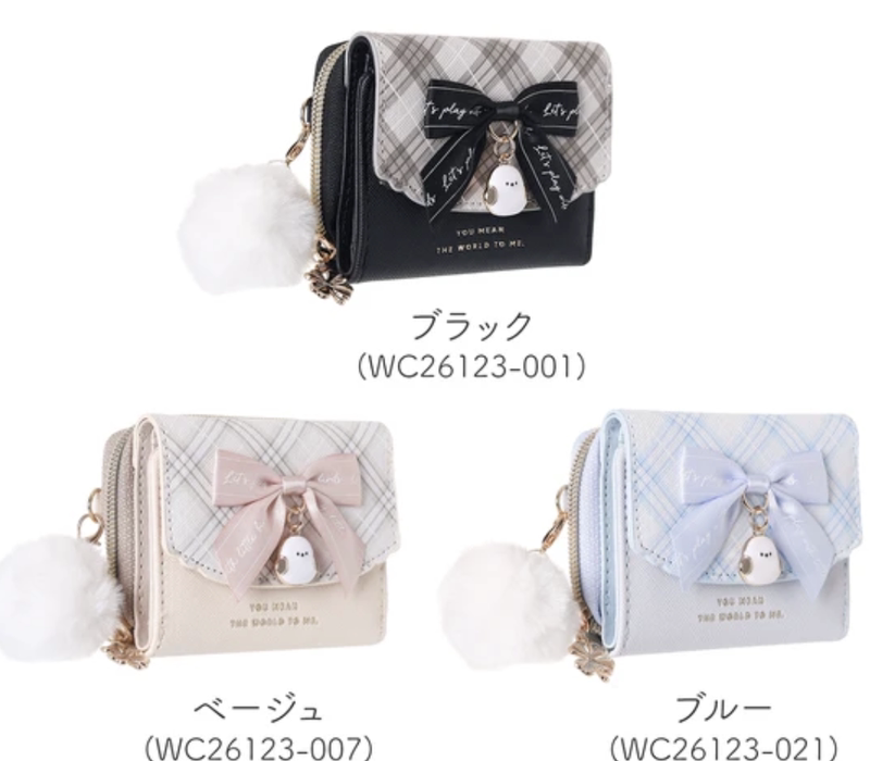 Free Shipping Japanese Genuine Coboca+ Silver-Throated Long-Tailed Tit 70% off Short Wallet, Three Styles Available, Ribbon Style