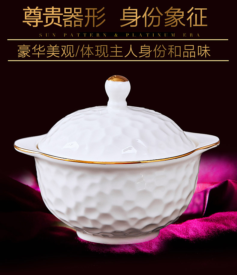 Garland dishes suit ceramic bowl dish bowl chopsticks bowl combine household contracted anaglyph ipads porcelain tableware suit
