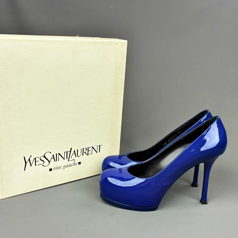 Ysl/Saint Laurent Royal Blue Classic Shoe Model High Heel Women's Shoes Size 37 Original Box 95% New Ysl/Saint Laurent Royal Blue Classic Shoe Model High Heel Women's Shoes Size 37 Original Box 95% New