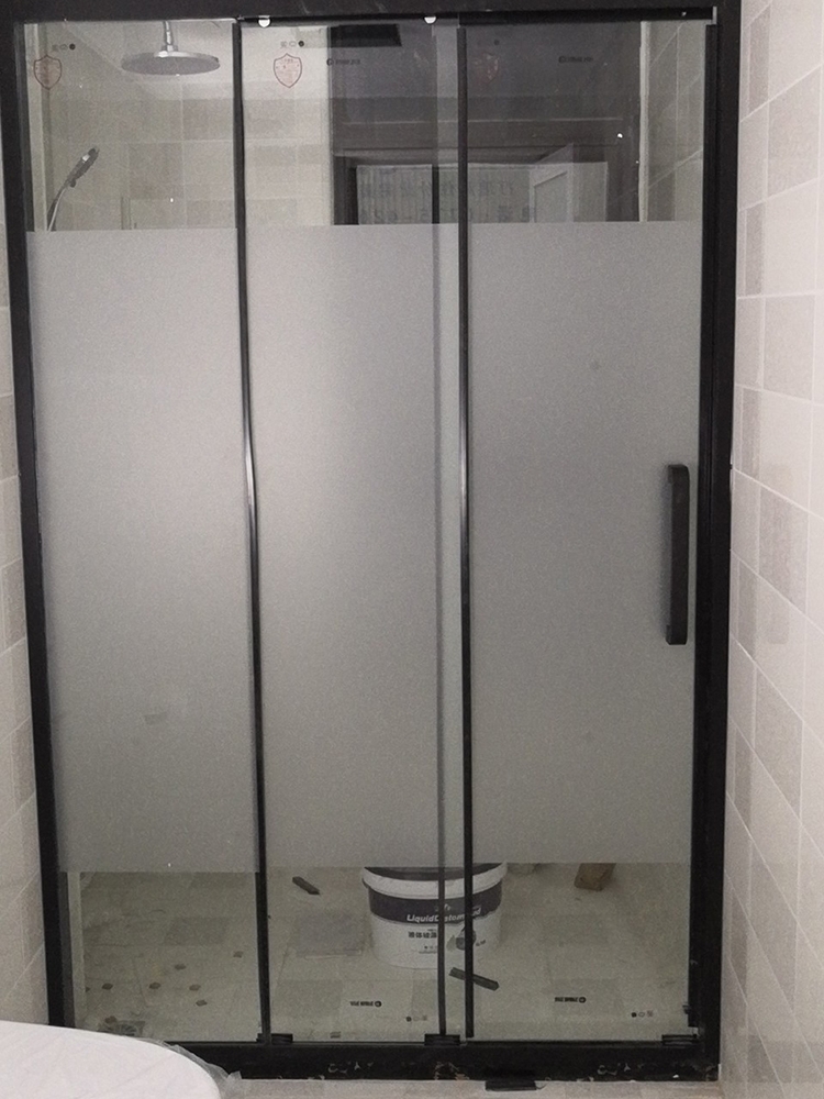 Stainless steel triple linkage toilet powder room dry and wet separation bathroom Glass partition three doors a shape shower room