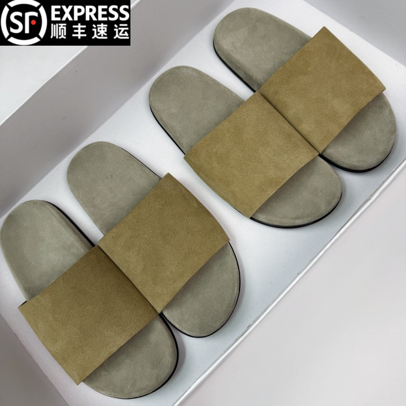 [Imported Cowhide], Row Old Money Style Slippers, 2026 New Model Unisex Genuine Leather Simple Lazy Slip-On Sandals