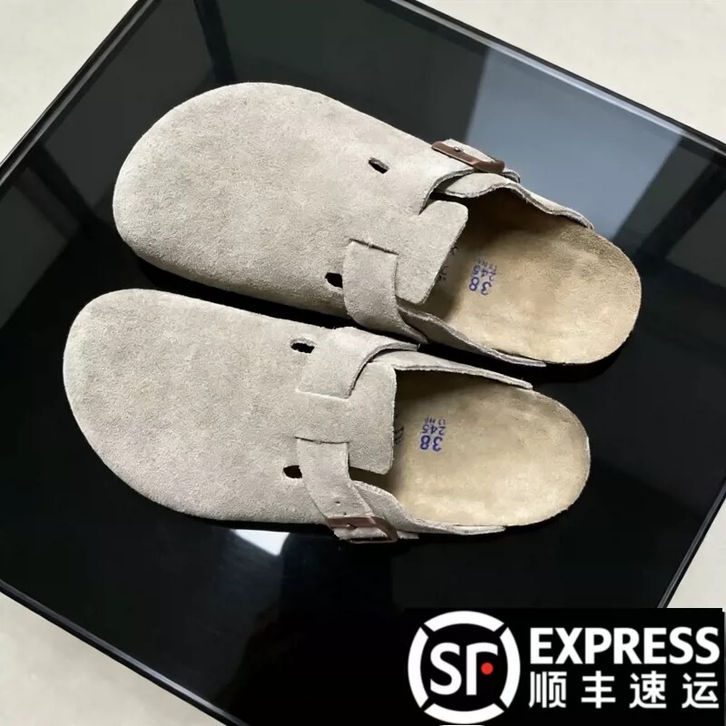 Brcenovreocn Foreign Trade Export Order, All Cowhide Leather, Birkenstock Style Unisex Thick-Soled Closed-Toe Half Slippers Brcenovreocn Foreign Trade Export Order, All Cowhide Leather, Birkenstock Style Unisex Thick-Soled Closed-Toe Half Slippers