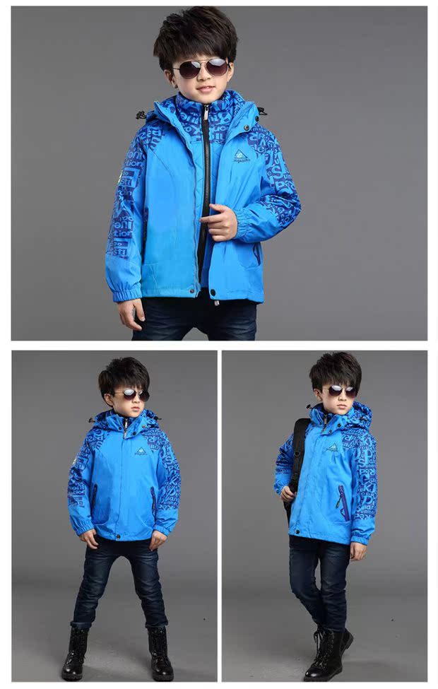 Bé trai, áo khoác, áo khoác, năm mới, trẻ em, trẻ em, mùa xuân, mùa thu, mùa đông, Plus, Plus, cotton, có thể tháo rời, ba trong một quần áo bé trai