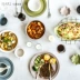 Yi Jia sáng tạo hộ gia đình bộ đồ ăn đơn giản bát cơm bát mì bát súp bát đĩa món ăn bát đĩa macaron khay đựng đồ ăn Đồ ăn tối