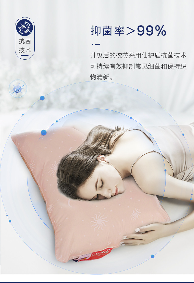 Somerelle 安睡宝 S61011AC 七孔英威达纤维全棉面料抗菌枕芯 双重优惠折后¥65.2起包邮