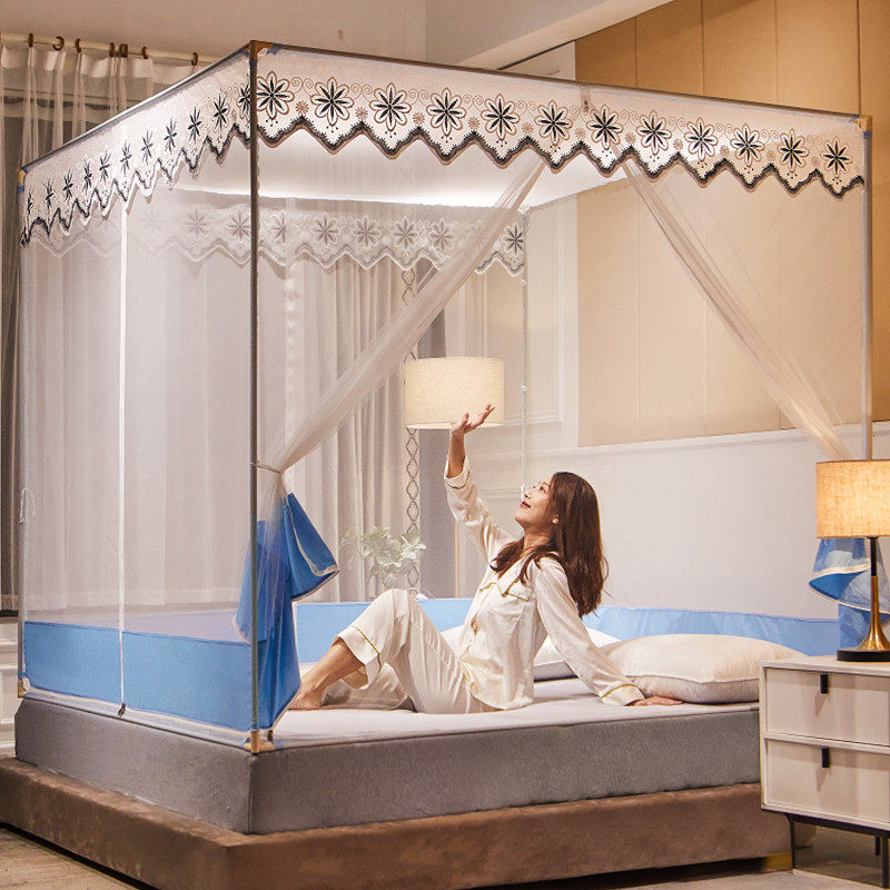 New mosquito net zipper yurt princess wind 1 5 m 1 8m bed double household children's anti-fall bracket pattern 2