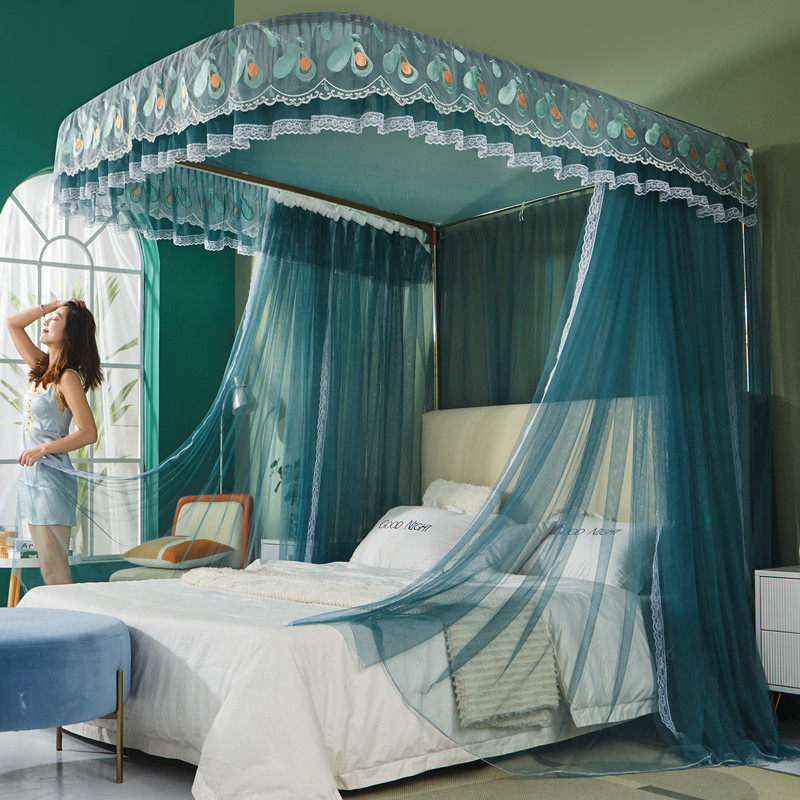 Non-mounting bed curtain one-piece Home Double rail Rail Nets U Type Bracket Fixed Plus Coarse Thickened Slide Rail 1 5-Taobao