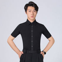Dampao Roo Mens Adult Short Sleeve Latin Dance Blouses Ballroom Dance Square Dance Men Dance Dancer Summer Workout Shirts