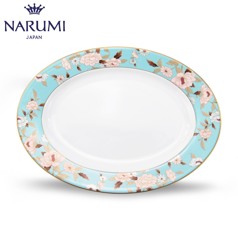 Japan NARMUMI Narumi Mirei 32cm oblong tray Fish plate bone china tray pallet 51683-1221